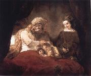 REMBRANDT Harmenszoon van Rijn, Jacob Blessing the Sons of Joseph